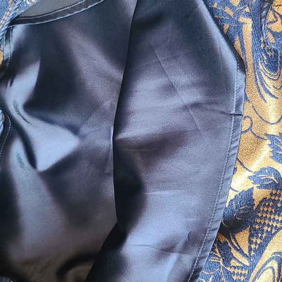 Anthropologie Eva Franco Navy Blue & Gold Tapestry Party Dress sz 2 - Picture 10 of 12